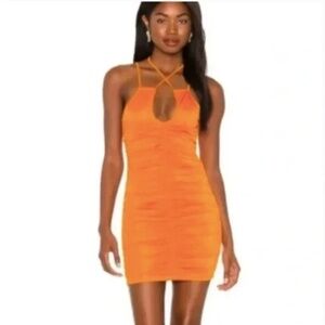 Super Down x Revolve Sz S Jordan CrissCross Mini Dress Ruching Side Zip